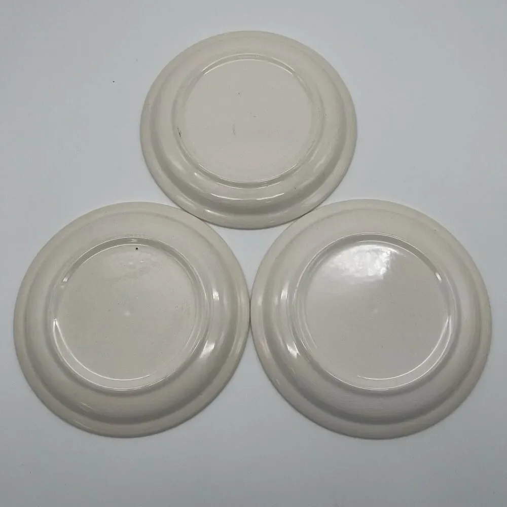 Christmas Tree Plates Lot of 3 Salad Dessert White Ceramic Round Traditional Set